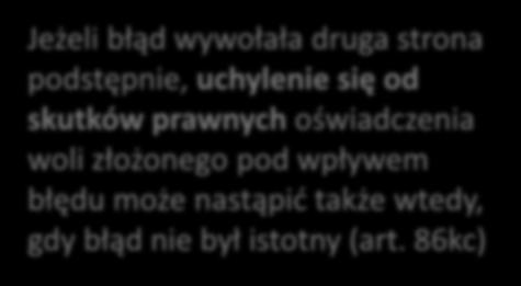 84kc) ( ) błąd istotny Podstęp Jeżeli błąd wywołała druga strona podstępnie, uchylenie się od