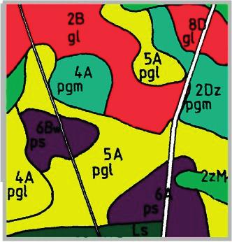 Zadanie 4. Cyfra 5 w oznaczeniu 5A pgl na mapie glebowo-rolniczej określa A. typ gleby. B. numer konturu. C. powierzchnię konturu w ha. D. kompleks rolniczej przydatności gleby. Zadanie 5.