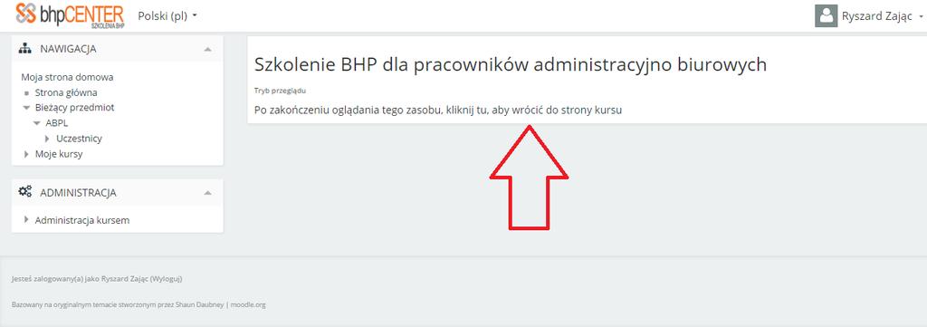 Na końcu szkolenia zawsze znajduje się lekcja z testem końcowym. Aby zaliczyć całe szkolenie niezbędne jest zaliczenie testu końcowego na co najmniej 75%.