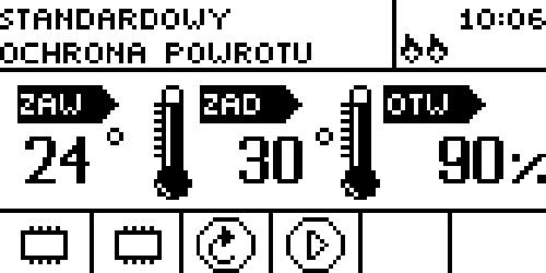 graficznym widoczna jest strona główna, na której wyświetlane są: Tryb