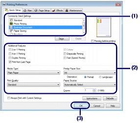 Drukowanie dokumentów (Windows) Strona 16 z 455 Jeśli chcesz uzyskać szczegółowe informacje na temat funkcji sterownika drukarki, kliknij przycisk Pomoc (Help) lub Instrukcje (Instructions), aby