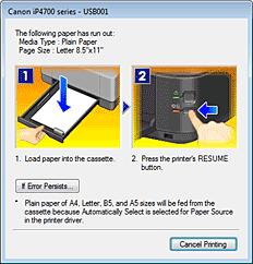 Stan drukarki można rozpoznać po elementach graficznych, ikonach i komunikatach.