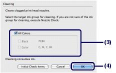 Czyszczenie głowicy drukującej Strona 62 z 455 Kliknięcie opcji Initial Check Items powoduje wyświetlenie elementów do sprawdzenia przed rozpoczęciem czyszczenia głowicy drukującej.