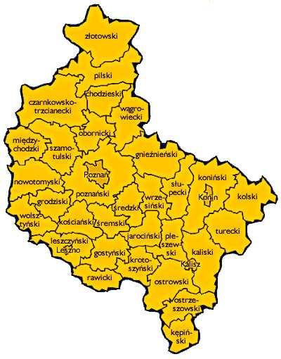 Rysunek 1 PołoŜenie powiatu krotoszyńskiego na tle województwa wielkopolskiego (źródło: www.pwi.pl) Powiat połoŝony jest w południowej części województwa.