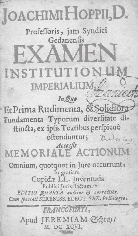 Ekslibris, piecz. Dwie osiemnastowieczne monografie poświęcone historii miasta położonego w Saksonii, genealogii jego znaczniejszych rodów oraz jego duchowieństwu.