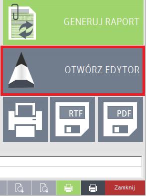 Rysunek 10 Etap Wydruki - opcje: generowania skróconego raportu, otwierania go do edycji we wbudowanym edytorze ArCADia-TEXT oraz funkcje wydruku, zapisu do formatu RTF i PDF Precyzyjna mapa