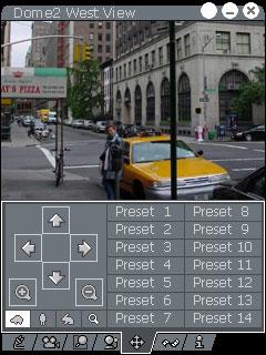 Dodatkowo możemy przez wciśnięcie przycisków z prawej części ekranu, ustawić kamerę w pozycję wcześniej ustaloną Preset.