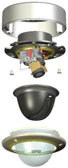FlexiDome2X Instalacja pl 13 Puszka do montażu powierzchniowego Moduł kamery i podstawa Wkładka maskująca (z pierścieniem uszczelniającym) Pierścień montażowy Kopułka Illustracja 3.