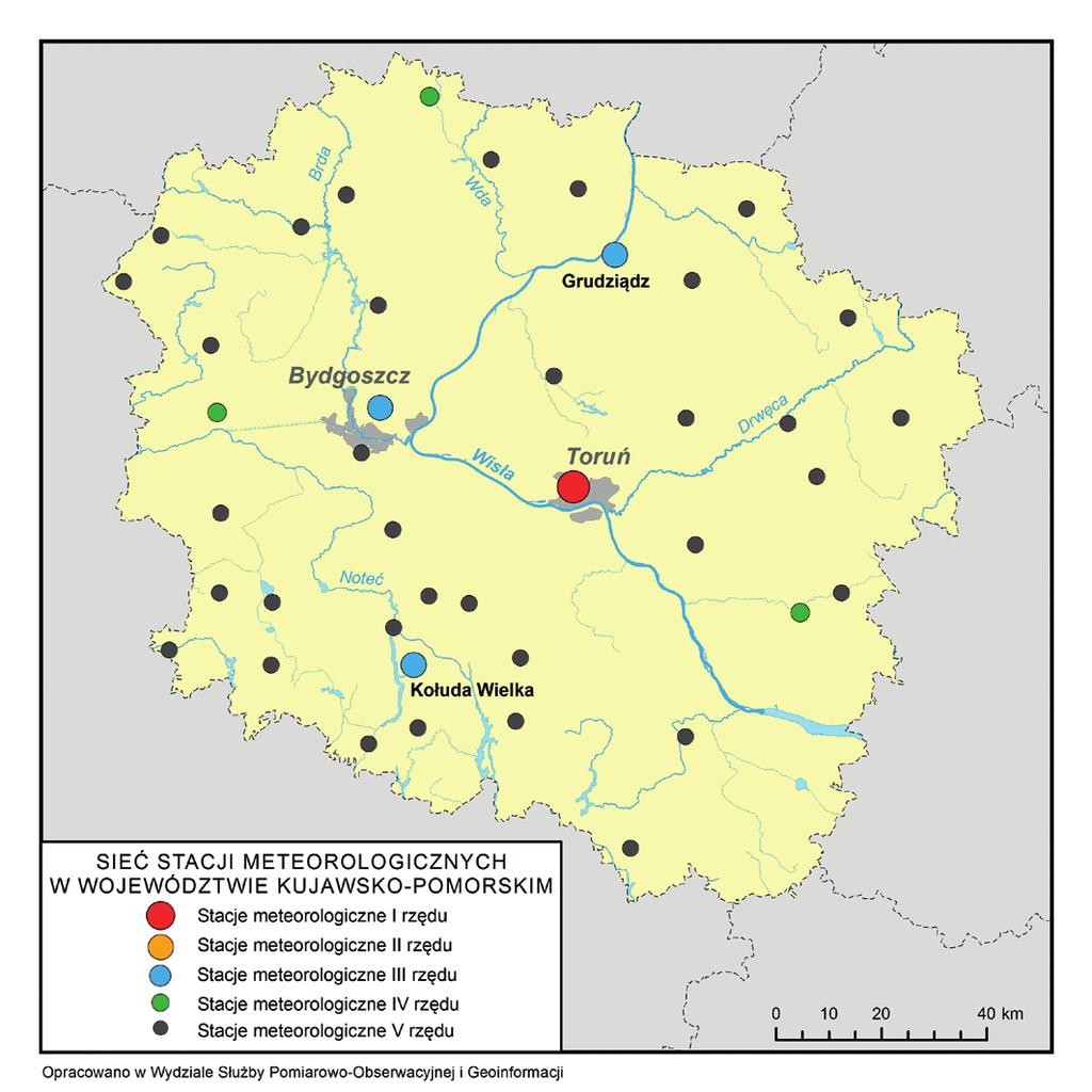 Stacje meteorologiczne w województwie kujawsko-pomorskim (stan na 30 czerwca 2015 r.