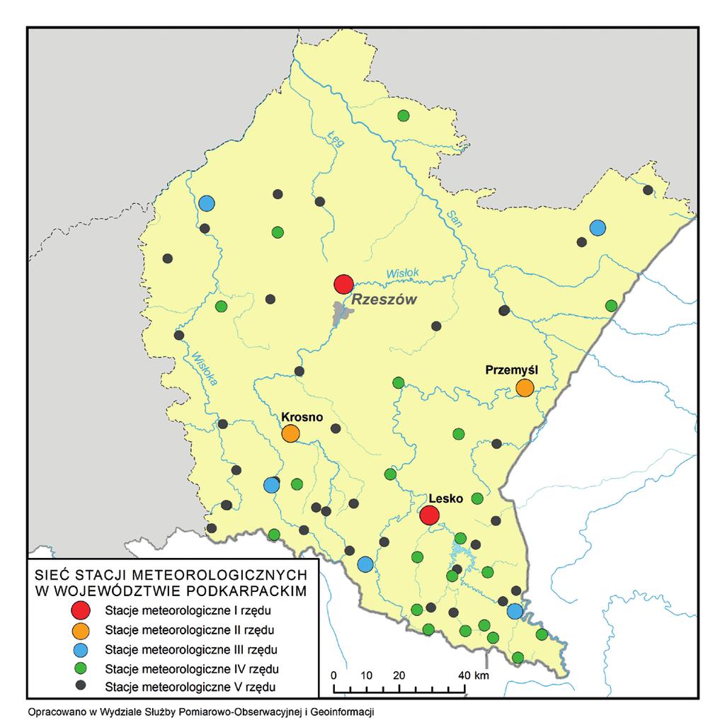 Stacje meteorologiczne w województwie podkarpackim (stan na 30 czerwca 2015 r.