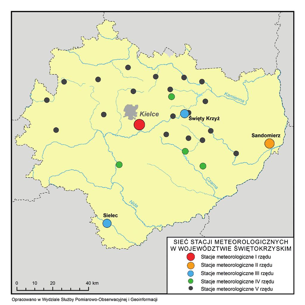 Stacje meteorologiczne w województwie świętokrzyskim (stan na 30 czerwca 2015 r.