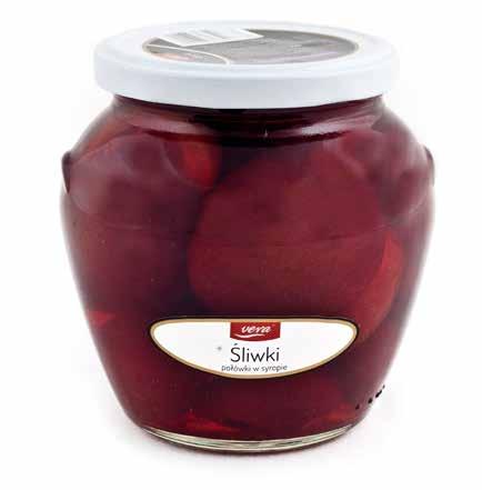 lekkim syropie Plums halves in light syrup Wiśnie drylowane w syropie Cherries pitted in syrup Papryka grillowana czerwona bez skórki Grilled peppers, peeled 50 g 300 g 72 792 590437840873