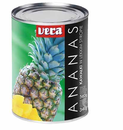 VERA DETAL PRZETWORY OWOCOWE CANNED FRUITS ANANAS PINEAPPLE Ananas w plastrach w lekkim syropie Pineapple slices in light syrup Ananas w kawałkach w lekkim syropie Pineapple pieces in light syrup