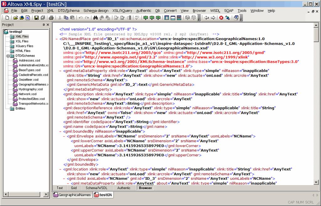 Programy narzędziowe XML pozwalają na wygenerowani przykładowych zapisów w pełni zgodnych formalnie z tymi schematami (jednak ich treść jest zupełnie