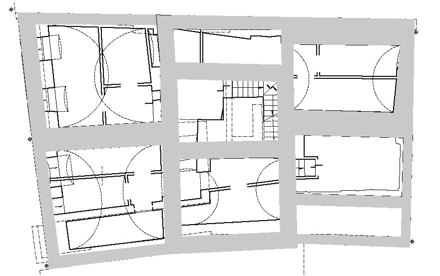 Przekształcenia architektoniczne zabudowań... 77 Rys. 6. Faza V XIX w. Fig. 6. Stage 5-19th century. Rys. 7. Faza VI XX w. Fig. 7. Stage 6-20th century.