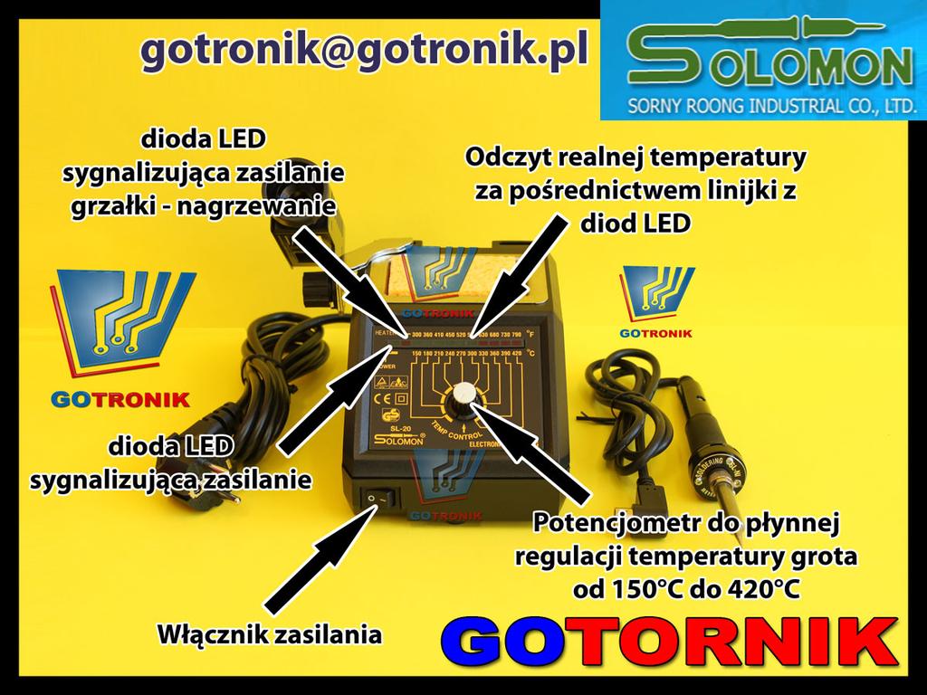 Infomacje o podukcie SORNY ROON INDUSTRIAL poducent spzętu lutowniczego maki Solom dostępnego dla większości użytkownów.