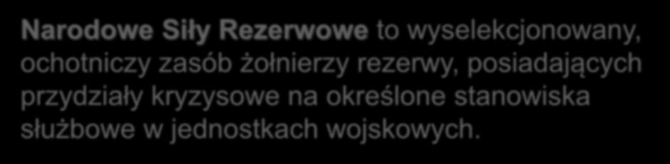 Narodowe Siły Rezerwowe to wyselekcjonowany, ochotniczy zasób żołnierzy