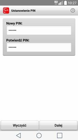 W trakcie aktywacji aplikacji ustanawiasz PIN, którym będziesz mógł zatwierdzać operacje zlecane w aplikacji (np. przelewy jednorazowe).