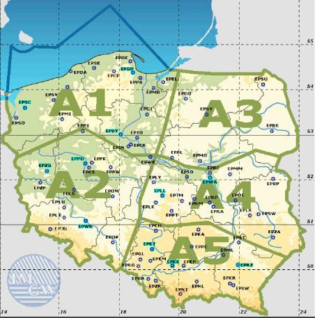 Rysunek 18-6. Rejony FIR w Polsce.