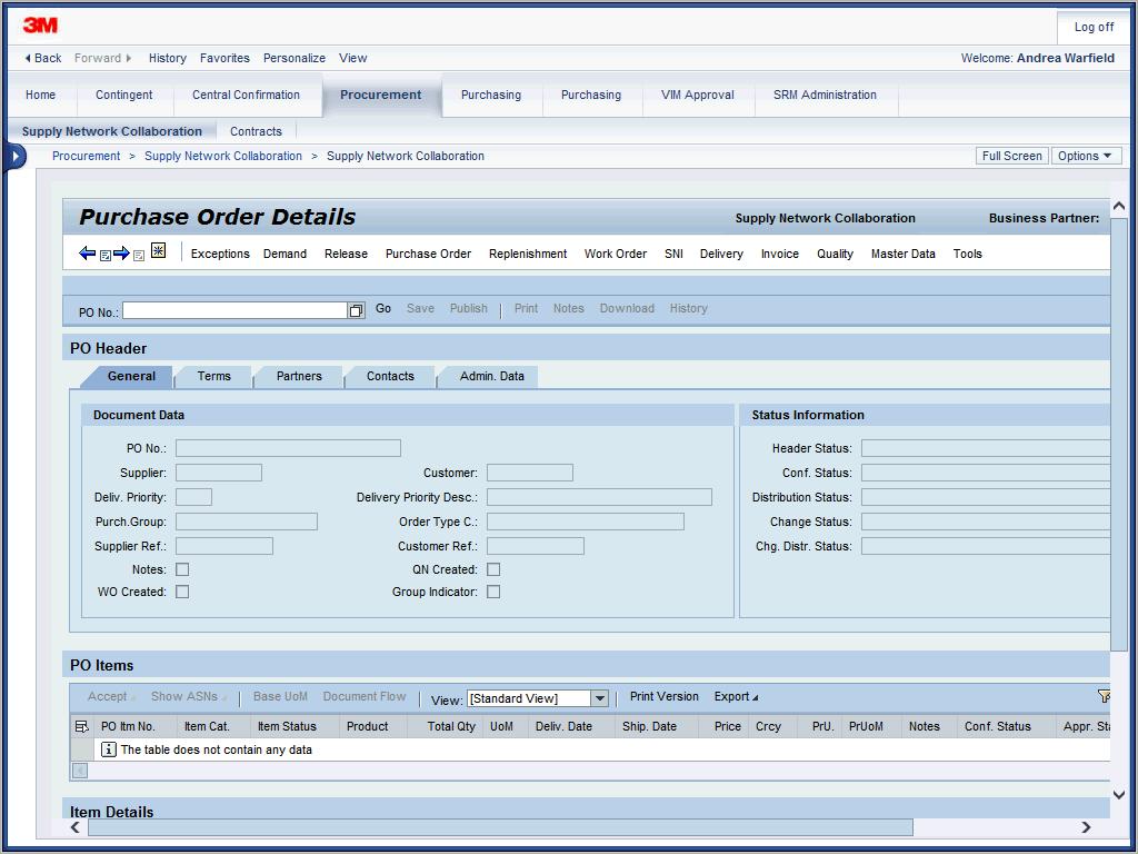 4. Kliknij menu Purchase Order Details. Step 5. Kliknij pole PO No.. 6. Wpisz żądane informacje w polu PO No.:. Wpisz prawidłową wartość, np.