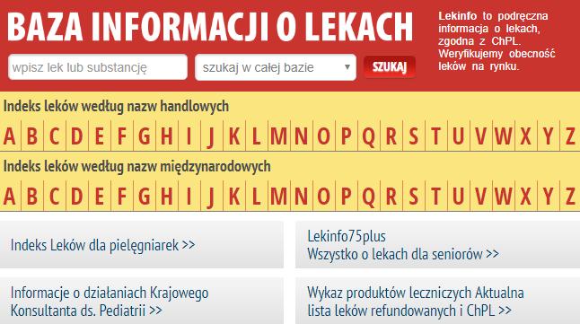 [2/37] Apteki internetowe W serwisie tym uzyskamy pełną informację o każdym leku dostępnym na polskim rynku leków. Rysunek 3. Fragment strony głównej www.lekinfo24.