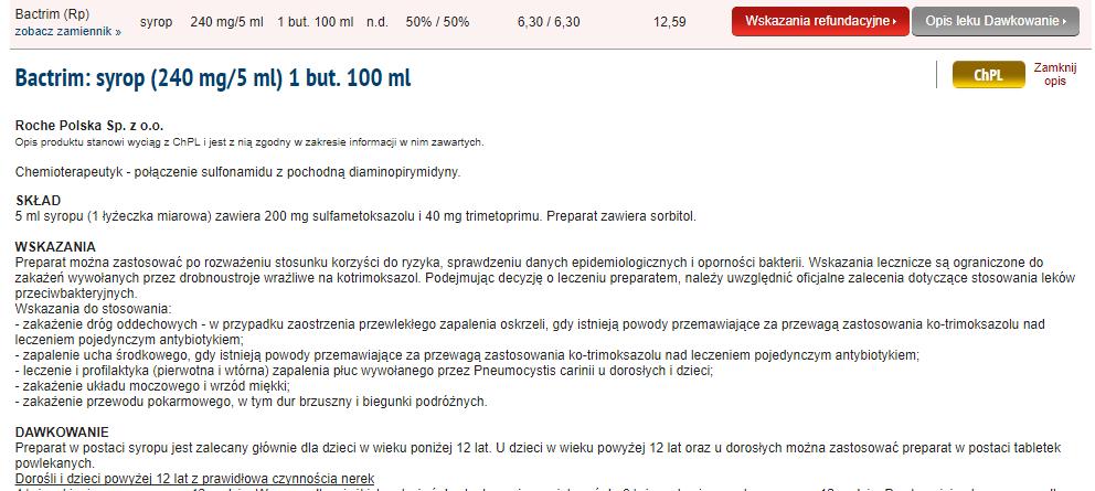 Podana jest również średnia cena leku oraz odpłatność przez pacjenta. Rysunek 7.