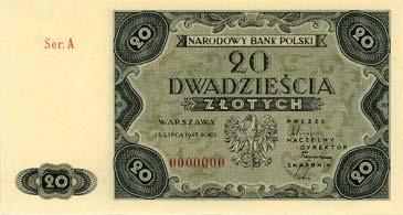 1947, seria A 0000000, Mi czak130, Pick 130 I 400,- 768 769 *768. 100 z otych 15.07.