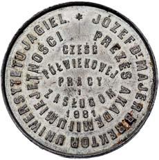 medal Józef Majer- medal autorstwa A. Schindlera 1881 r.