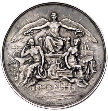 Powszechna Wystawa Krajowa we Lwowie- medal autorstwa Cypriana Godebskiego i Henri Nocq a 1894 r, Aw: U stóp