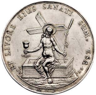 ków i napis w otoku EGO SUM VIA VERITAS ET VITA IOAN 14, Rw: Chrystus z kielichem i trzcinà w d oniach siedzàcy na grobie,