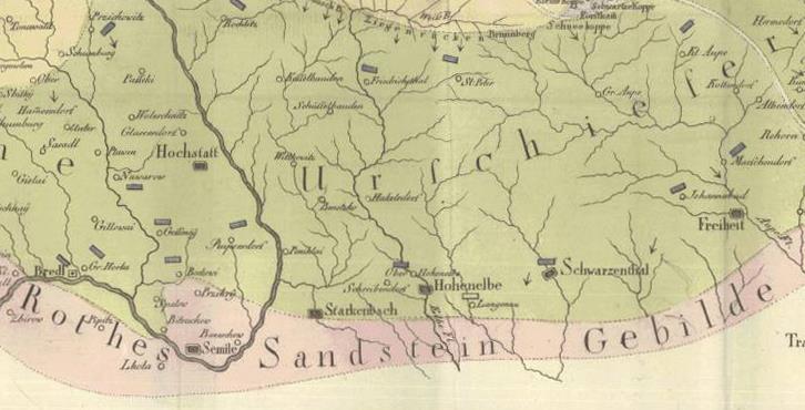 1818 Urgebirge Rother Sandstein Karl von Raumer 1783-1865 Geognostiche Karte v.