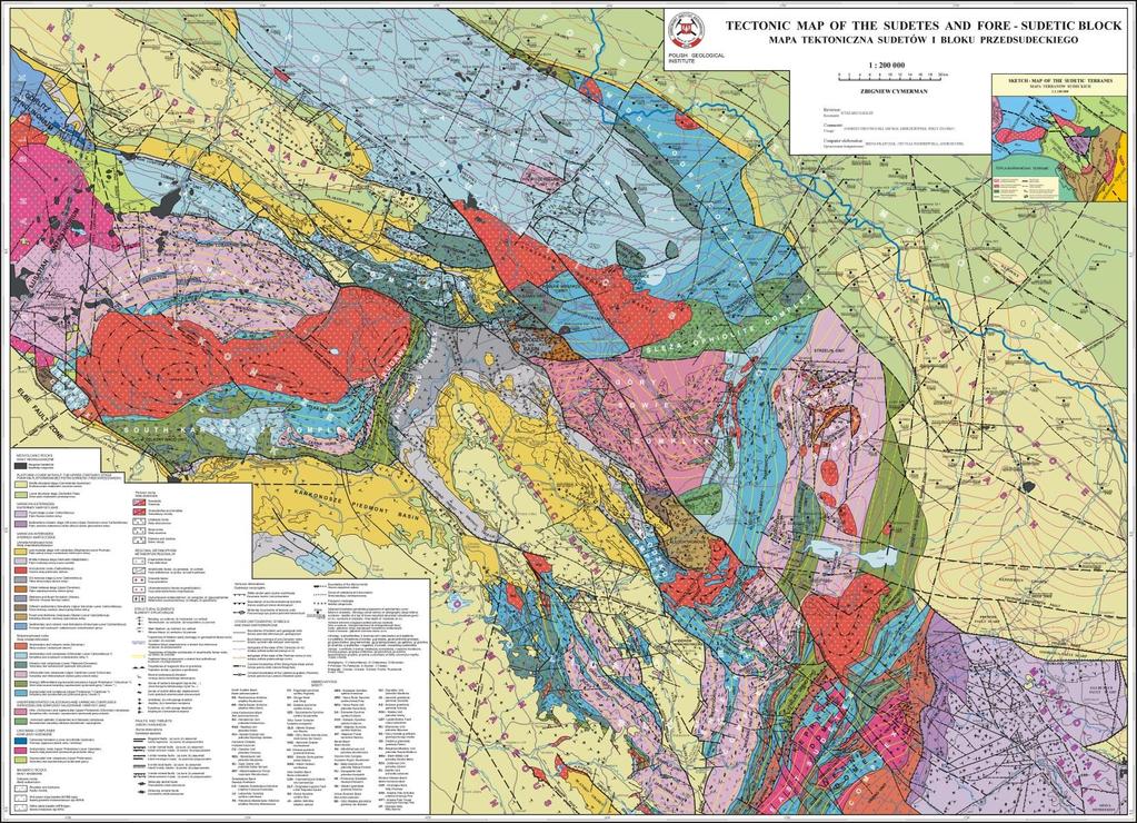 2004 Mapa Tektoniczna Sudetów i Bloku