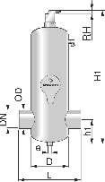 SEPARATORY MIKROPÊCHERZY POWIETRZA strna 11 Sparatr mikrpêchrzy pwitrza Spirvnt - du g przp³ywu (p³¹cznia spawan) 1/2½ Wilkœæ nr kat.