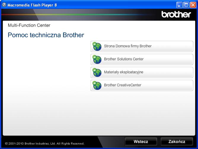 Rozdział 1 Korzystanie ze wsparcia technicznego firmy Brother (Windows ) 1 Wszystkie potrzebne dane kontaktowe, m.in. na temat wsparcia internetowego (Brother Solutions Center), można łatwo znaleźć na instalacyjnej płycie CD-ROM.