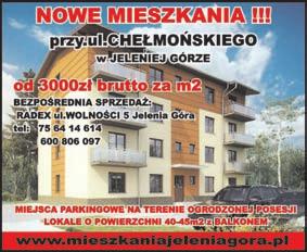 H1618-G DO WYNAJÊCIA du a kawalerka, Jelenia Góra, spokojna okolica, 720-198-855 po 20-tej. H1620-G DO WYNAJÊCIA nowy komfortowy lokal u ytkowy 86 m kw., I p. winda, centrum tel. 502-045-638.