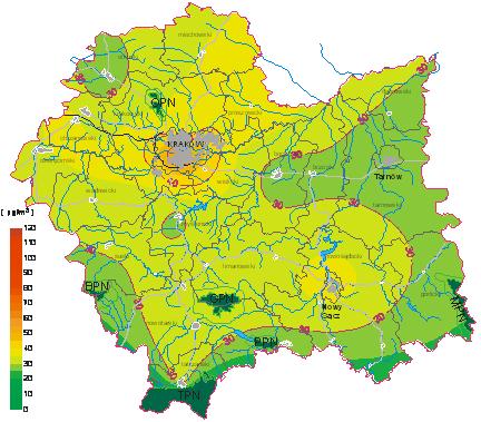 w sprawie jakości powietrza i czystego powietrza dla Europy wykonano Wstępną ocenę zanieczyszczenia powietrza pyłem 2 PM2.5 obejmującą lata 2004-2008. Mapa.