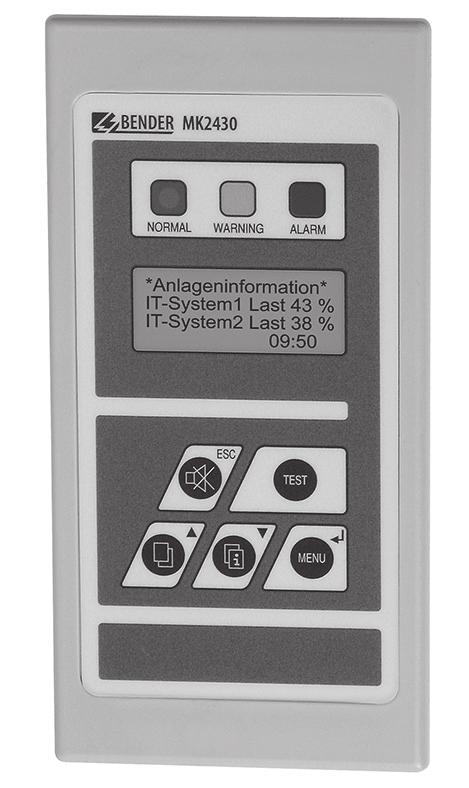 Wygląd kasety MK2430 1 2 3 4 5 8 9 7 6 1 Dioda zielona ON normalnej pracy 2 Dioda żółta WARNING ostrzeżenia 3 Dioda czerwona ALARM 4 Wyświetlacz LCD 5 Przycisk ESC: w trybie pracy wyciszenie buczka 6