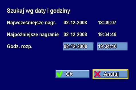 24 pl Instrukcja obsługi Divar XF 3.6.1 Wyszukiwanie według daty/godziny Wprowadź datę i godzinę rozpoczęcia, a następnie kliknij przycisk OK, aby rozpocząć odtwarzanie.