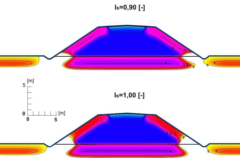 Właściwości geotechniczne mieszaniny popiołowo-żużlowej 1731 ściowej wartości ciśnienia ssania wynoszącej 3,5 i 5 kpa wykazały, że opad powoduje nasycenie dolnej części nasypu, co związane jest