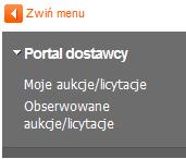 Rysunek 4 Rozwinięcie/zwinięcie zawartości sekcji menu W celu zwiększenia powierzchni obszaru roboczego, użytkownik ma możliwość ukrycia menu.