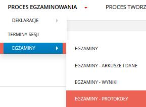 Rys. 70 Egzaminy wyniki: Szukaj 3. W celu wyświetlenia wyników egzaminu naciska ikonkę przy wybranym rekordzie. Rys. 71 Egzaminy wyniki: lista egzaminów w danej sesji na wybraną kwalifikację 4.