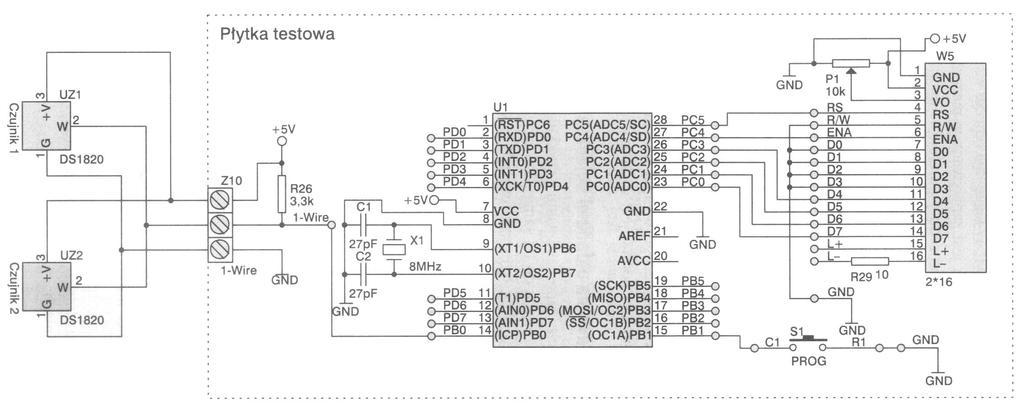 Program 19 Schemat dołączenia do mikrokontrolera