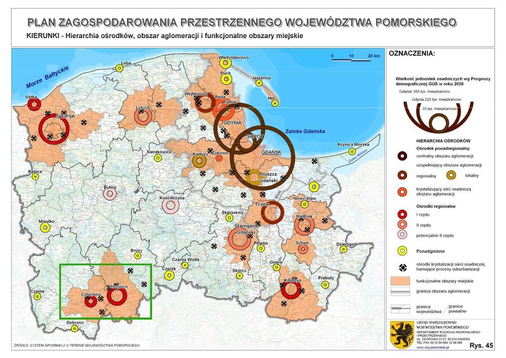 10 2. Charakterystyka obszaru objętego Planem transportowym Chojnicko-Człuchowski Miejski Obszar Funkcjonalny obejmuje obszar położony na terenie dwóch powiatów chojnickiego i człuchowskiego.
