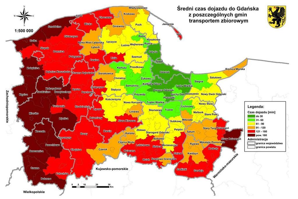 69 czym średnio jedno gospodarstwo posiada od 0,9 samochodu (w miastach) do 1,2 samochodu (na wsi). Prawie 2/3 dorosłych mieszkańców województwa posiada prawo jazdy przy czym najwięcej m.in.