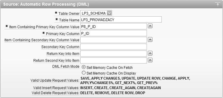 wiersza (SQL INSERT action) Anulacji zmian (No Database