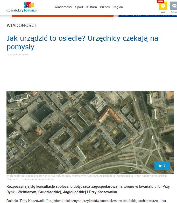 Informacje na portalu dziendobrytorun.pl, 14 stycznia 2017 r.