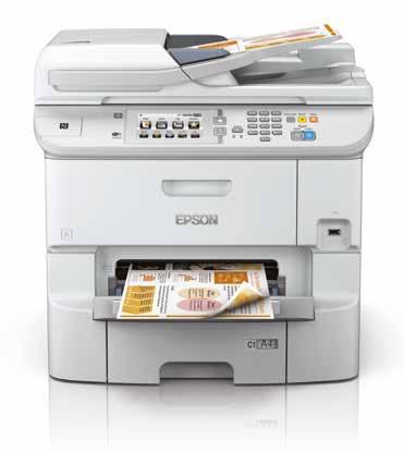 WorkForce Pro WF-6590DWF Najważniejsze elementy sprzętowe i funkcje łączności Drukarka kolorowa A4 typu 4 w 1 Drukowanie z szybkością do 34 str./min 1 Szybkość drukowania ISO: 24 str.