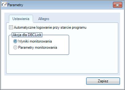 podwójnego kliknięcia który decyduje czy po podwójnym kliknięciu na pozycję w tabeli otworzy się okno Parametry