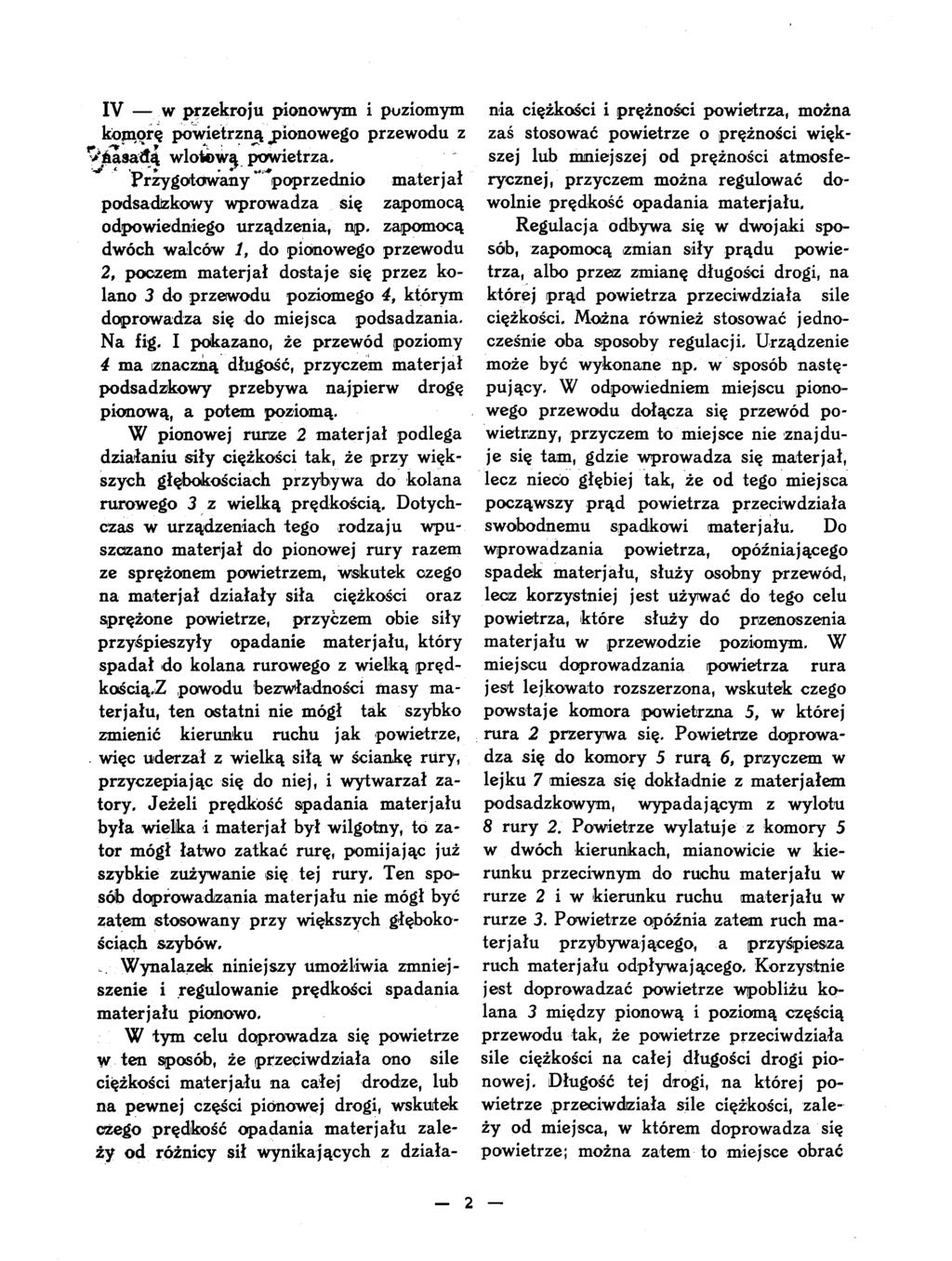 IV w przekroju pionowym i poziomym kópaorę powietrzna ^pionowego przewodu z ^śąsadą wlotowa powietrza.