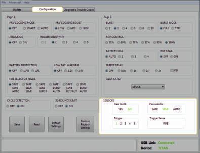 TEST SENSORÓW - USB-LINK/GATE CONTROL STATION APP 01' Podłącz TITANa poprzez USB-Link do komputera. Uruchom aplikację GATE Control Station.